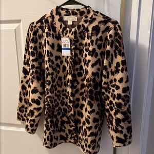 Michael Kors Animal Print Top - Black and Tan, Cardigan, Gorgeous Knit.